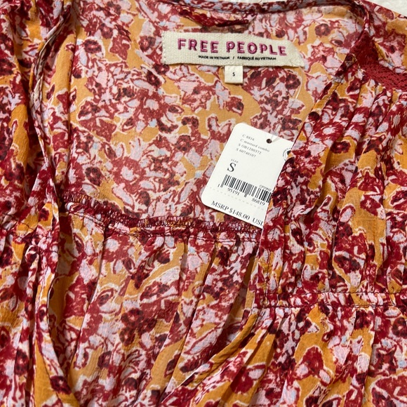 NWT Free People Lorraine Printed Kimono Cardigan Jacket Crochet Inset - Picture 5 of 7